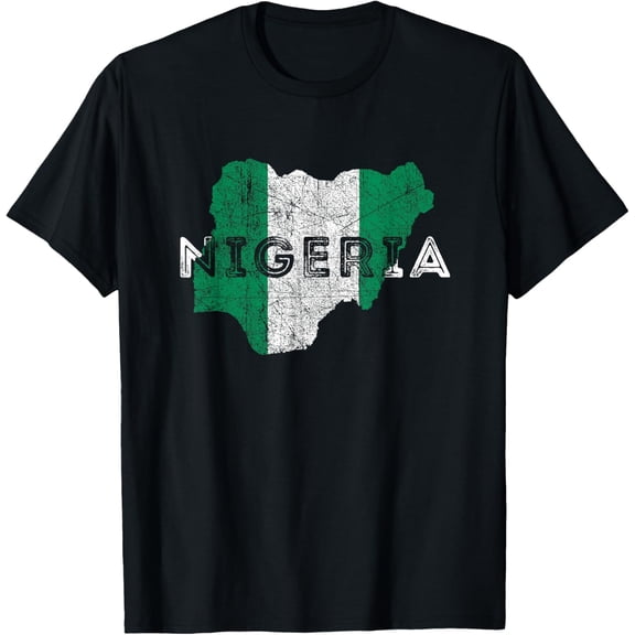t-shirt Nigerian Map and Flag Souvenir - Distressed Nigeria T-Shirt.