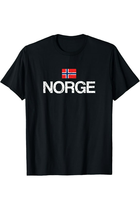 Norge Norway Norwegian Flag T-Shirt men and women can wear, black, white, gifts