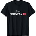 thumbnail image 1 of T-Shirt Norway Flag Mountain Outdoor Trip in NorwayMen and women, White Black T-shirt, size: Extra large S-1997XL, 1 of 4