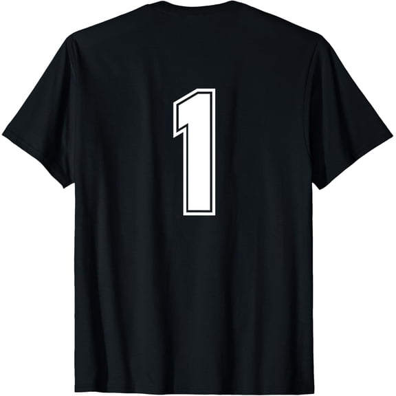 t-shirt Number 1 BACKSIDE - Birthday Sports Team Jersey Numbered T-Shirt mens,black,women,funny,men,journey,Crew Neck, Short Sleeve,printing