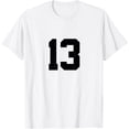 thumbnail image 1 of t-shirt Number 13 Front & Back Sports Team Jersey Birthday T-Shirt mens t shirt，white，women，funny，misfits，men，journey, 1 of 4