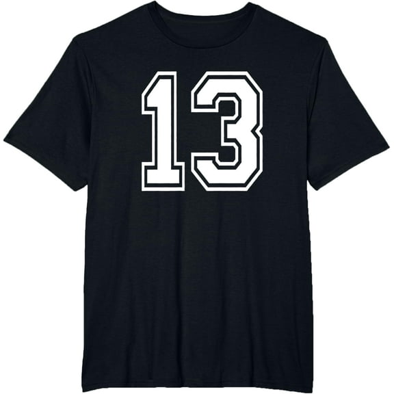 t-shirt Number 13 Numbered Uniform Sports Jersey Team 13th Birthday T-Shirt mens，black，women，funny，men，journey，Crew Neck, Short Sleeve,printing