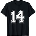 thumbnail image 1 of t-shirt Number 14 Varsity Sports Team Jersey 14th Birthday 14 Years t-shirt mens t shirt，black，women，funny，misfits，men，journey, 1 of 4