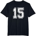 thumbnail image 1 of t-shirt Number 15 T-Shirt Birthday Varsity Sports Team Jersey mens，black，women，funny，men，journey，Crew Neck, Short Sleeve,printing, 1 of 4