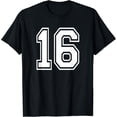 thumbnail image 1 of t-shirt Number 16 Numbered Uniform Sport Jersey Team 16th Birthday t-shirt mens t shirt，black，women，funny，misfits，men，journey, 1 of 4