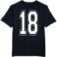 thumbnail image 1 of t-shirt Number 18 Birthday Gift Sports Player Team Numbered Jersey T-Shirt mens，black，women，funny，men，journey，Crew Neck, Short Sleeve,printing, 1 of 4