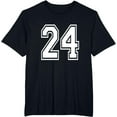 thumbnail image 1 of t-shirt Number 24 T-Shirt Birthday Varsity Sports Team Jersey T-Shirt mens，black，women，funny，men，journey，Crew Neck, Short Sleeve,printing, 1 of 4