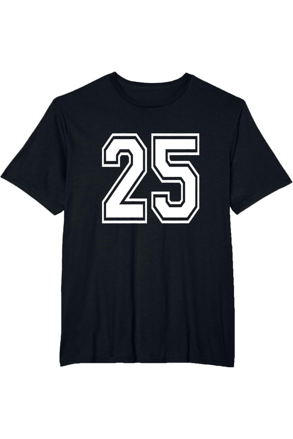 t-shirt Number 25 T-Shirt Birthday Varsity Sports Team Jersey T-Shirt mens,black,women,funny,men,journey,Crew Neck, Short Sleeve,printing