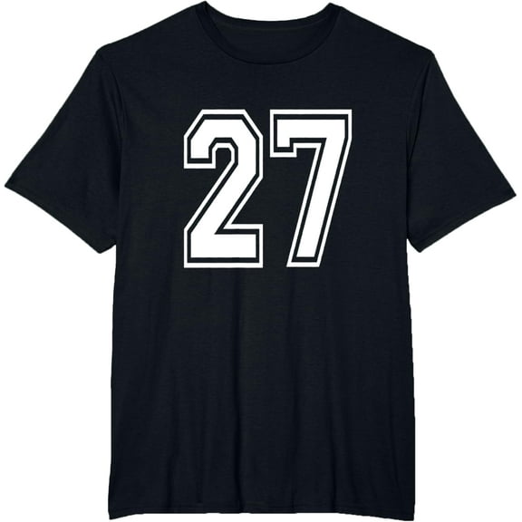 t-shirt Number 27 T-Shirt Birthday Varsity Sports Team Jersey T-Shirt mens，black，women，funny，men，journey，Crew Neck, Short Sleeve,printing
