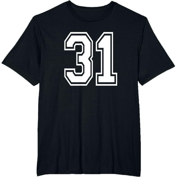 t-shirt Number 31 Numbered Uniform Sports Jersey Team 31st Birthday T-Shirt mens，black，women，funny，men，journey，Crew Neck, Short Sleeve,printing