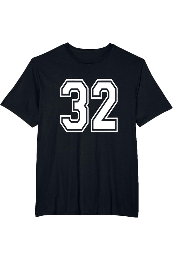 t-shirt Number 32 T-Shirt Birthday Varsity Sports Team Jersey T-Shirt mens,black,women,funny,men,journey,Crew Neck, Short Sleeve,printing