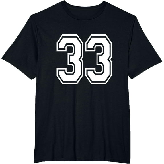 t-shirt Number 33 T-Shirt Birthday Varsity Sports Team Jersey T-Shirt mens，black，women，funny，men，journey，Crew Neck, Short Sleeve,printing