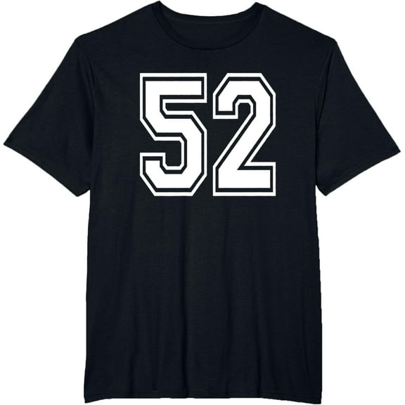 t-shirt Number 52 52nd Birthday Gift Player Team Numbered Jersey T-Shirt mens，black，women，funny，men，journey，Crew Neck, Short Sleeve,printing