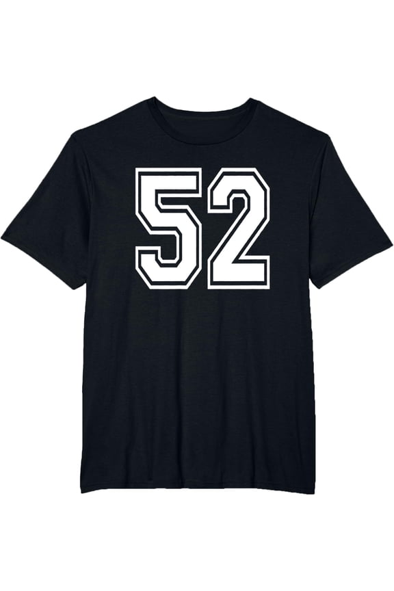 t-shirt Number 52 52nd Birthday Gift Player Team Numbered Jersey T-Shirt mens,black,women,funny,men,journey,Crew Neck, Short Sleeve,printing