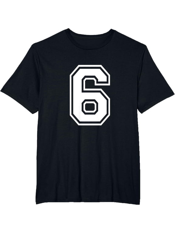 t-shirt Number 6 T-Shirt Birthday Varsity Sports Team Jersey mens,black,women,funny,men,journey,Crew Neck, Short Sleeve,printing