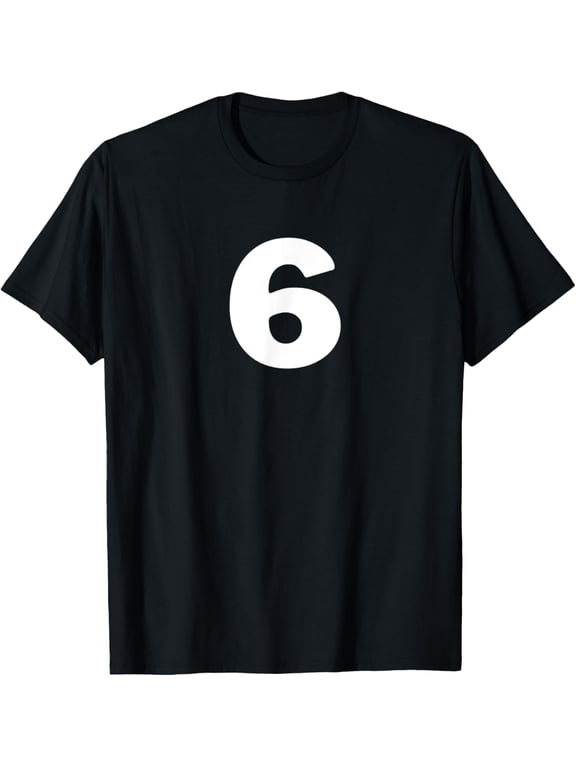 t-shirt Number 6 T-shirt, # six text Jersey Uniform Sports Birthdays T-Shirt mens,black,women,funny,men,journey,Crew Neck, Short Sleeve,printing
