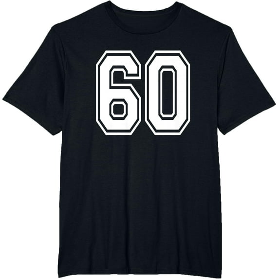 t-shirt Number 60 Numbered Uniform Sports Jersey Team 60th Birthday T-Shirt mens,black,women,funny,men,journey,Crew Neck, Short Sleeve,printing