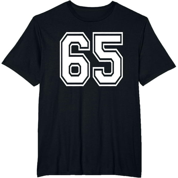 t-shirt Number 65 Numbered Uniform Sports Jersey Team 65th Birthday T-Shirt mens，black，women，funny，men，journey，Crew Neck, Short Sleeve,printing