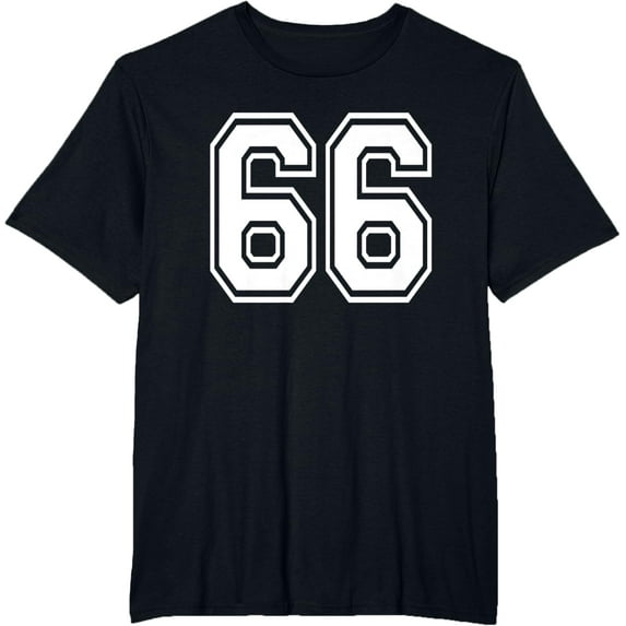 t-shirt Number 66 66th Birthday Gift Player Team Numbered Jersey T-Shirt mens,black,women,funny,men,journey,Crew Neck, Short Sleeve,printing