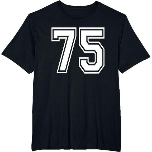 t-shirt Number 75 Numbered Uniform Sports Jersey Team 75th Birthday T-Shirt mens，black，women，funny，men，journey，Crew Neck, Short Sleeve,printing
