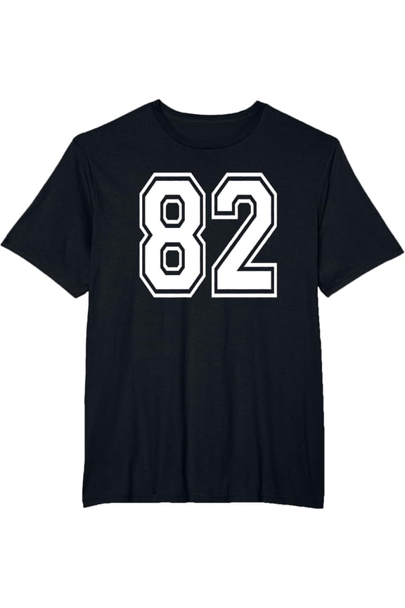 t-shirt Number 82 82nd Birthday Gift Player Team Numbered Jersey T-Shirt mens,black,women,funny,men,journey,Crew Neck, Short Sleeve,printing