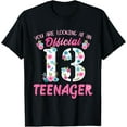 thumbnail image 1 of t-shirt Official 13 Teenager 13th birthday 13 Years Old Girl Flower T-Shirt mens，black，women，funny，journey，Crew Neck, Short Sleeve,custom clothing patterns.gift, 1 of 4