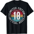 thumbnail image 1 of t-shirt Official Adult 18th Birthday 18 Year Old Gifts T-Shirt mens，black，women，funny，journey，Crew Neck, Short Sleeve,custom clothing patterns.gift, 1 of 4