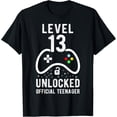 thumbnail image 1 of t-shirt Official Teenager 13th Birthday Level 13 Unlocked T-Shirt mens，black，women，funny，journey，Crew Neck, Short Sleeve,printing, 1 of 4