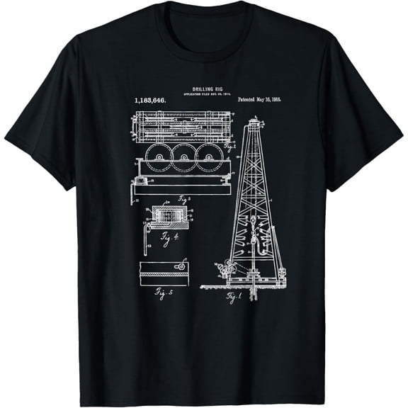 t-shirt Oil Rig Blueprint Shirt - Petroleum Engineer Oilfield Tee T-Shirt mens t shirt，black，women，funny，misfits，men，journey