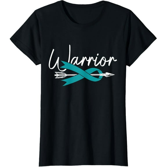 t-shirt Ovarian Cancer Awareness Month Woman Teal Ribbon Warrior T-Shirt mens，black，women，funny，journey，Crew Neck, Short Sleeve,printing