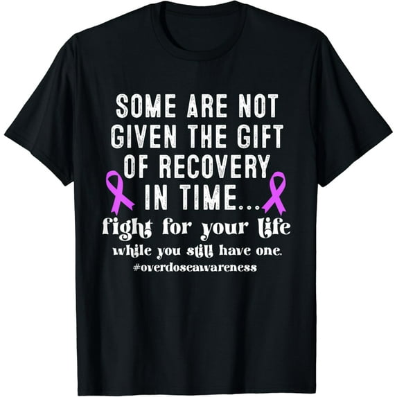t-shirt Overdose Awareness Purple Ribbon Drug Addiction Recovery T-Shirt mens t shirt,black,women,funny,misfits,men,journey