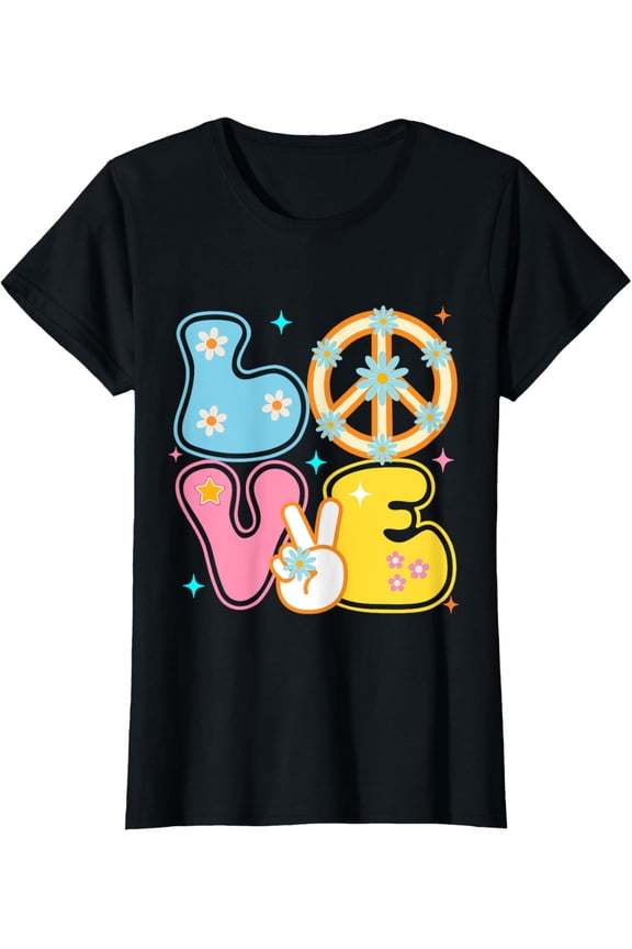 t-shirt PEACE SIGN LOVE 60s 70s Tie Dye Hippie Costume T-Shirt mens,black,women,funny,journey,Crew Neck, Short Sleeve,custom clothing patterns.gift