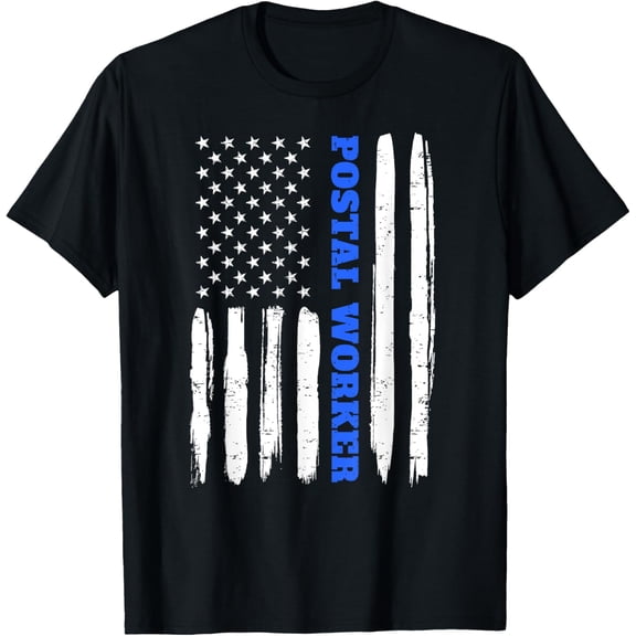 t-shirt Patriotic Postal Worker American Flag Stars Stripes Postman T-Shirt mens,black,women,funny,men,journey,Crew Neck, Short Sleeve,printing