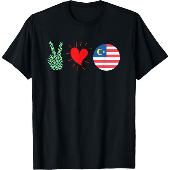 t-shirt Peace Love Malaysia Flag Malaysian Pride Roots T-Shirt.