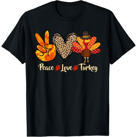 t-shirt Peace Love Turkey Little Pilgrim Thanksgiving Womens Girls T-Shirt mens，black，women，funny，journey，Crew Neck, Short Sleeve,printing