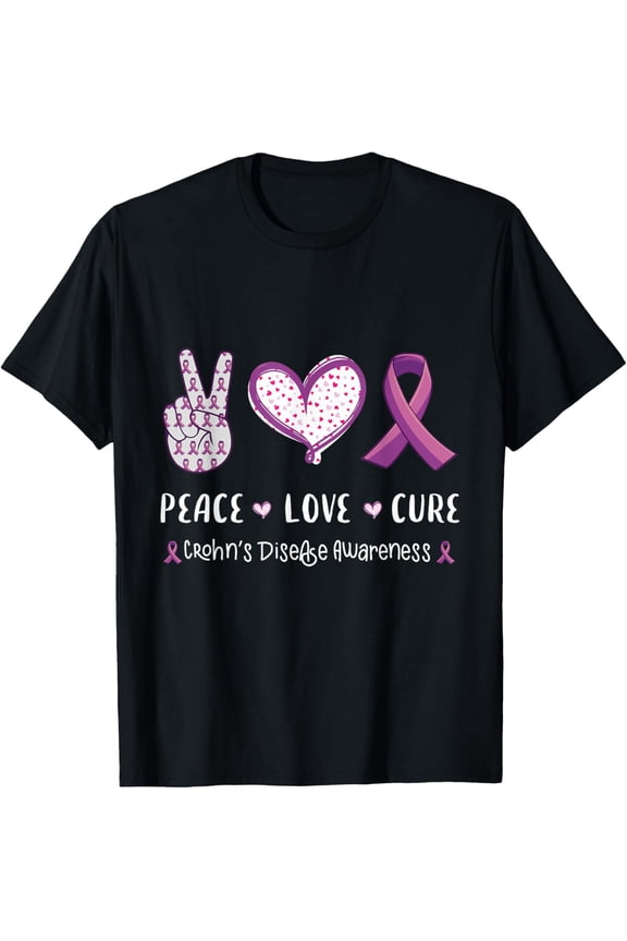 t-shirt Peace Love cure crohn's disease awareness men women kids IBD T-Shirt.