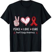 Peace Love cure heart disease awareness men women kids CHD T-ShirtMen and women, Black T-shirt, size Extra large