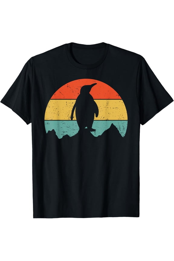 t-shirt Penguin retro sunset 70s vintage T-Shirt mens,black,women,funny,journey,Crew Neck, Short Sleeve,custom clothing patterns.