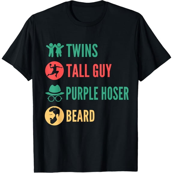 t-shirt Perfect for kids dude-TALL GUY BEARD TWINS PURPLE HOSER T-Shirt mens,black,women,funny,journey,Crew Neck, Short Sleeve,printing