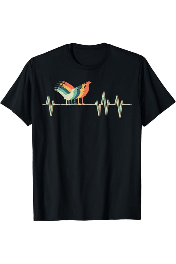 t-shirt Pheasant Retro Vintage Heartbeat Bird Hunting Hunter T-Shirt mens,black,women,funny,journey,Crew Neck, Short Sleeve,printing