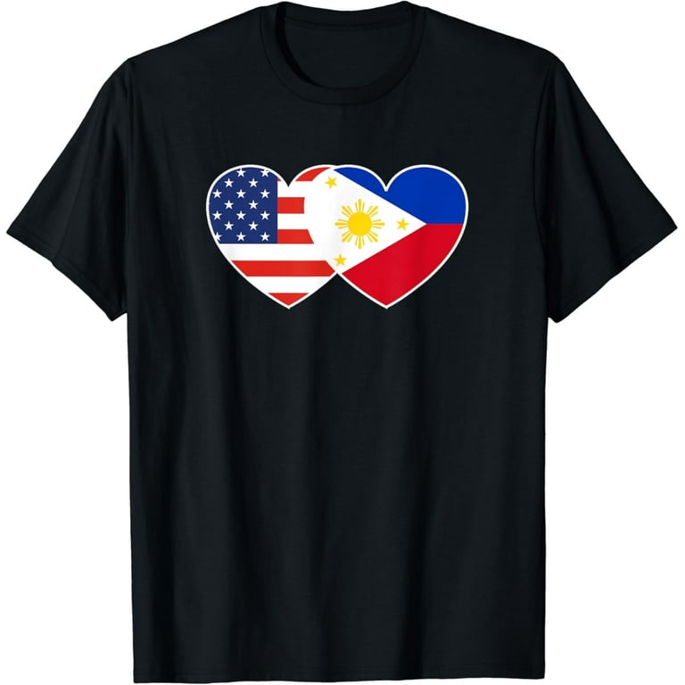 Philippines Usa Flag Twin Heart Tshirt For Filipino American Philippines Usa Flag Twin Heart Tshirt For Filipino American