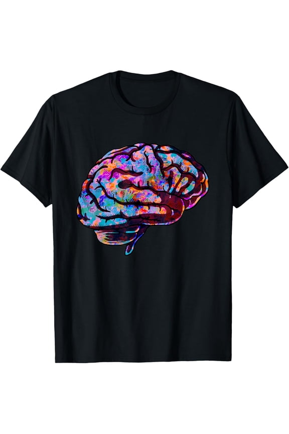 t-shirt Phsychedelic Art Tie Dye Human Brain Cool Neurologist Gift T-ShirtMen and women can wear, black T-shirts, gifts. Age: M,L,XL 2XL, 3XL, 4XL
