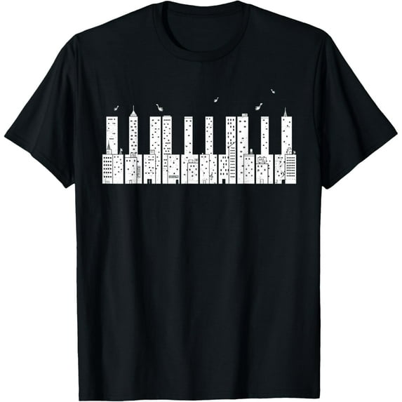 t-shirt Piano Shirt Skyline - Keyboard Music T-Shirt mens t shirt,black,women,funny,misfits,men,journey