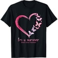 thumbnail image 1 of t-shirt Pink Butterfly Heart I'm A Survivor Breast Cancer Awareness T-Shirt mens，black，women，funny，men，journey，Crew Neck, Short Sleeve,printing, 1 of 4