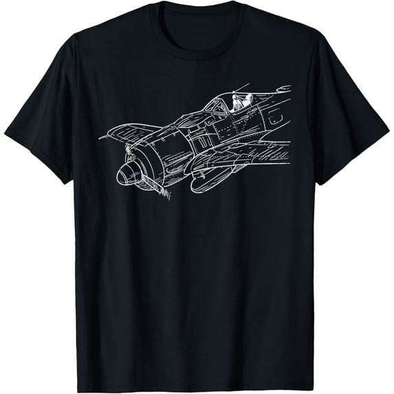 t-shirt Plane Sketch Vintage Aircraft Aviation Pilot Aviator Gift T-Shirt.