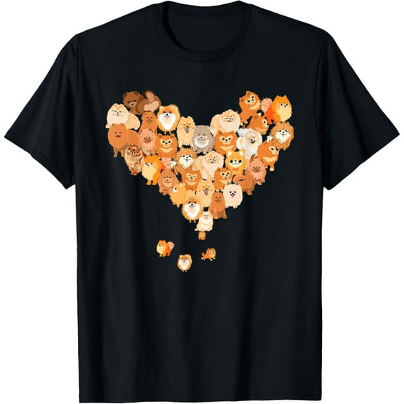 t-shirt Pomeranian Heart Gift Dog Lover T-Shirt mens，black，women，funny，journey，Crew Neck, Short Sleeve,custom clothing patterns.gift
