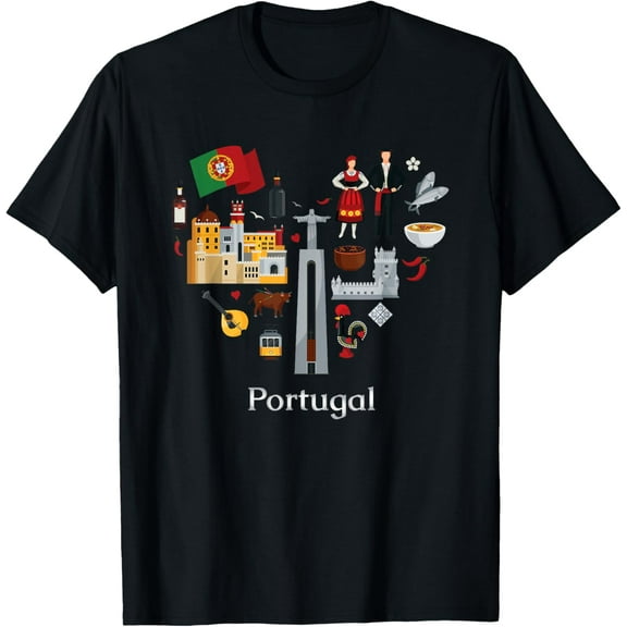 t-shirt Portugal Love Heart Azulejos Fado Lisbon Vibrancy T-Shirt mens，black，women，funny，journey，Crew Neck, Short Sleeve,custom clothing patterns.gift
