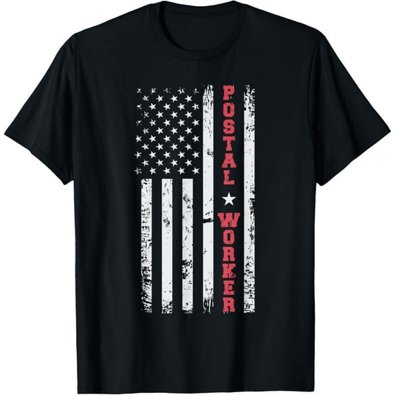 t-shirt Post Office Patriotic Postal Worker American Flag T-Shirt mens，black，women，funny，journey，Crew Neck, Short Sleeve,printing