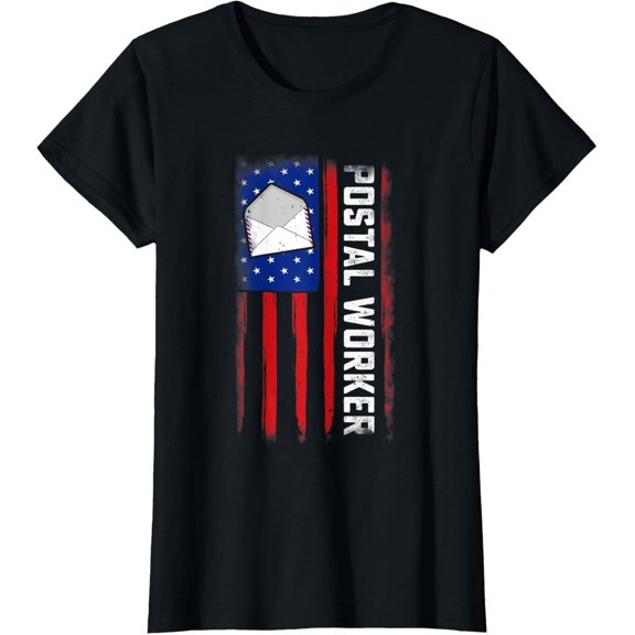 t-shirt Postal Worker American Flag Patriotic Postman Rural Carrier T-Shirt mens，black，women，funny，journey，Crew Neck, Short Sleeve,printing