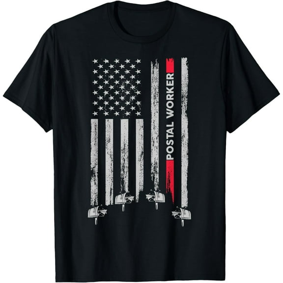 t-shirt Postal Worker Vintage USA American Flag US Postal T-Shirt mens，black，women，funny，men，journey，Crew Neck, Short Sleeve,printing